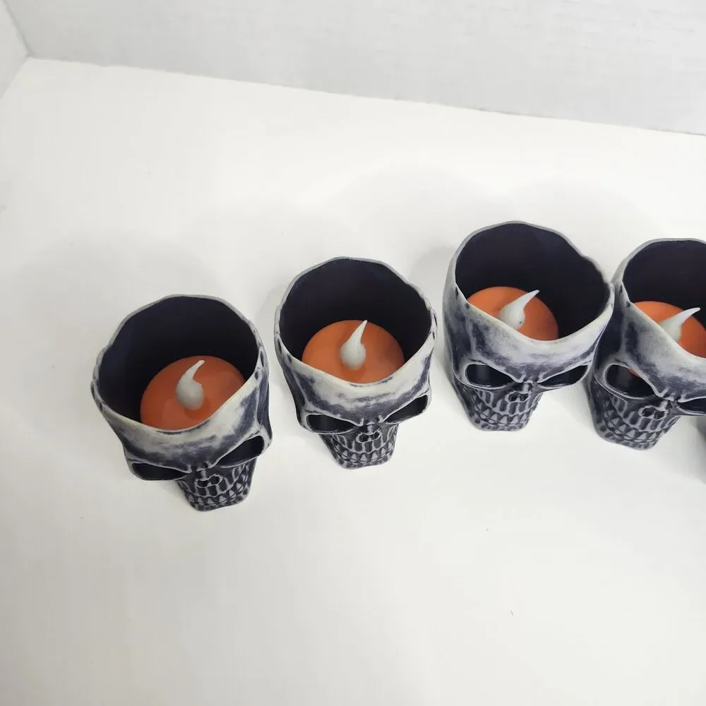 Lot Of 6 Skull Tea Lights